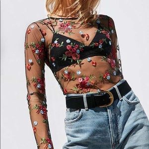 Urban Outfitters Mesh Floral Long Sleeve 💐